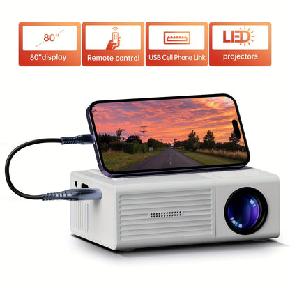Taschio | Mini proyector con conexión para el móvil, ideal para cine en casa y noches de películas