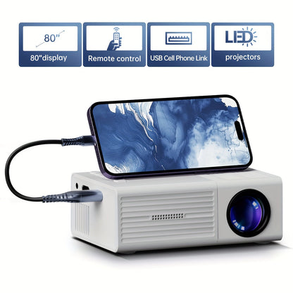 Taschio | Mini proyector con conexión para el móvil, ideal para cine en casa y noches de películas