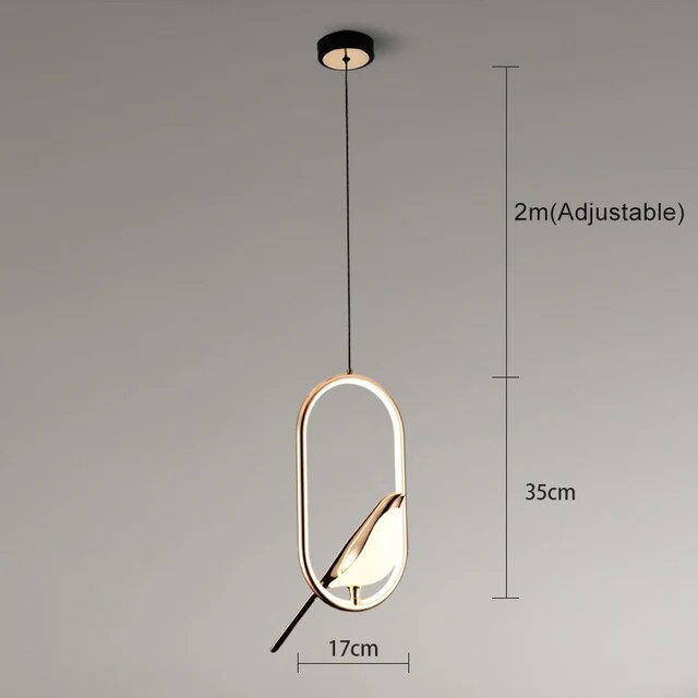 Aviora | Suspension avec oiseau doré et éclairage LED
