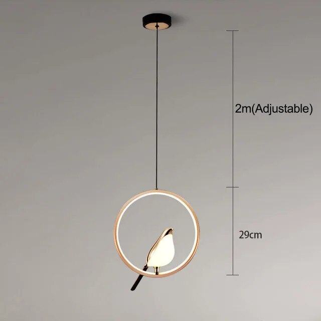 Aviora | Suspension avec oiseau doré et éclairage LED