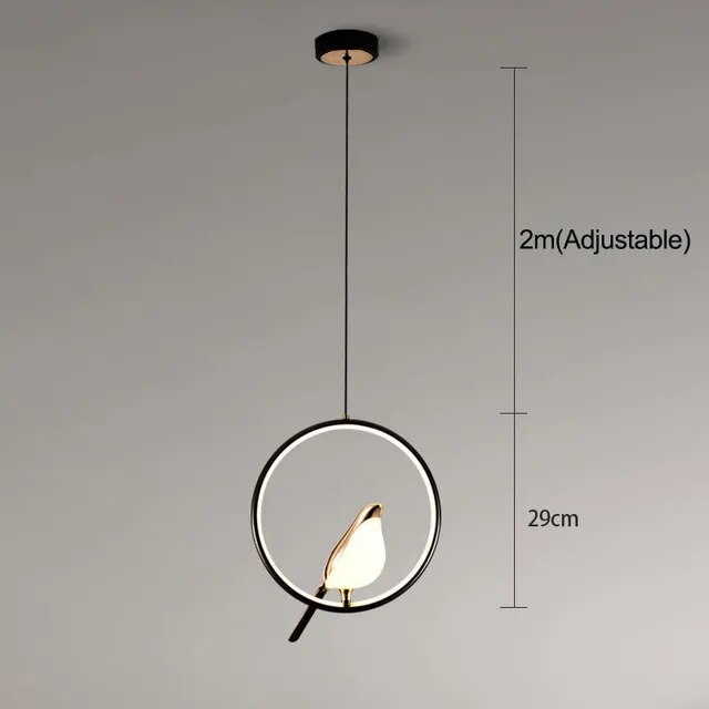 Aviora | Suspension avec oiseau doré et éclairage LED