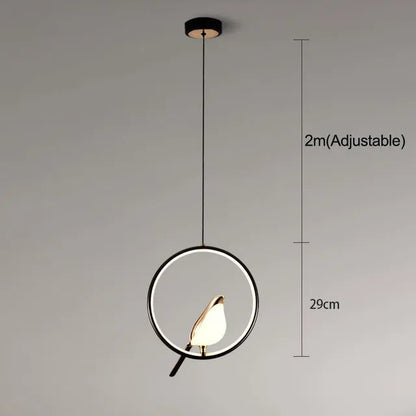 Aviora | Suspension avec oiseau doré et éclairage LED