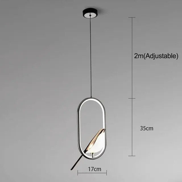 Aviora | Suspension avec oiseau doré et éclairage LED