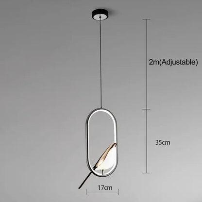 Aviora | Suspension avec oiseau doré et éclairage LED