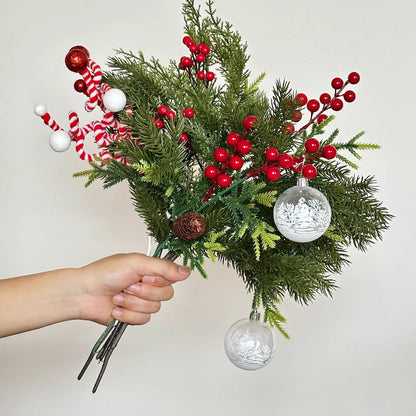 Beravia | Bouquet invernale artificiale con bacche e rami di abete da mettere in vaso