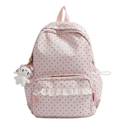 Tupfina | Zaino a pois con volant, idrorepellente e con ciondolo in peluche