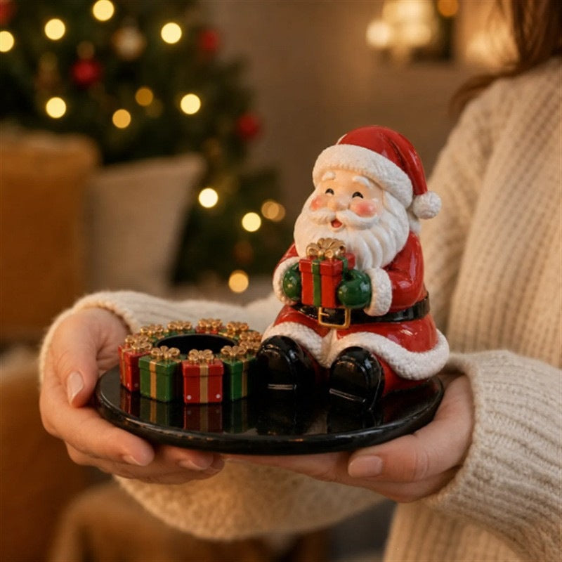 Klausino | Figura de Papá Noel decorativa y portavelas para la repisa de la chimenea