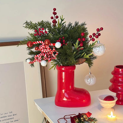 Beravia | Bouquet invernale artificiale con bacche e rami di abete da mettere in vaso