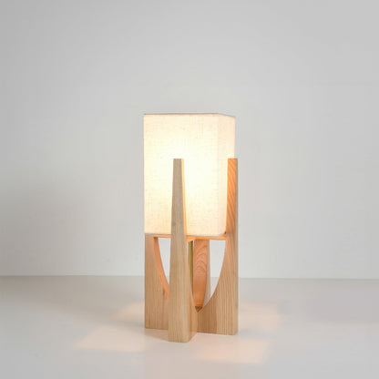 Wabi Sabi Stehlampe | Japanisches Design | Handgefertigt aus Stoff & Holz