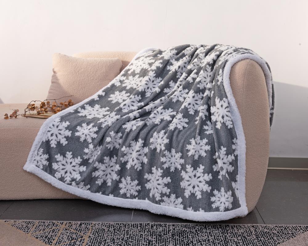 Brehn | manta acogedora navideña con copos de nieve, 127 × 150 cm, lavable
