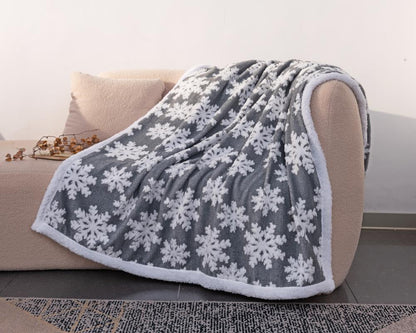 Brehn | manta acogedora navideña con copos de nieve, 127 × 150 cm, lavable