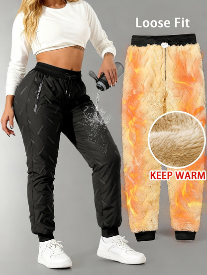 Fleevra | Pantaloni termici con fodera in pile, idrorepellenti, 2 tasche con cerniera