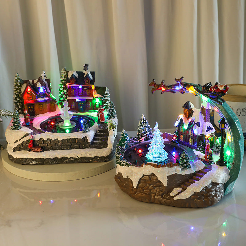 Dorvella | Illuminated Christmas village made of resin with LED winter scene