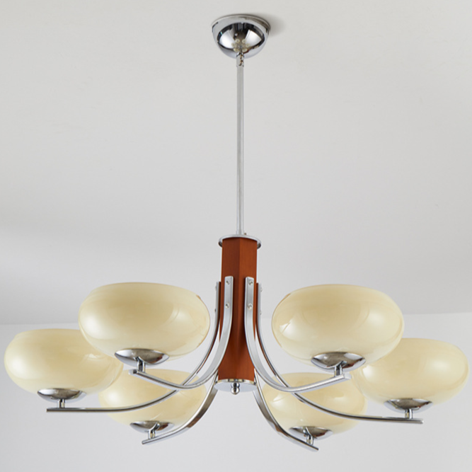 Lunaro | Lampada a sospensione Bauhaus con 3/5 paralumi in vetro opalino