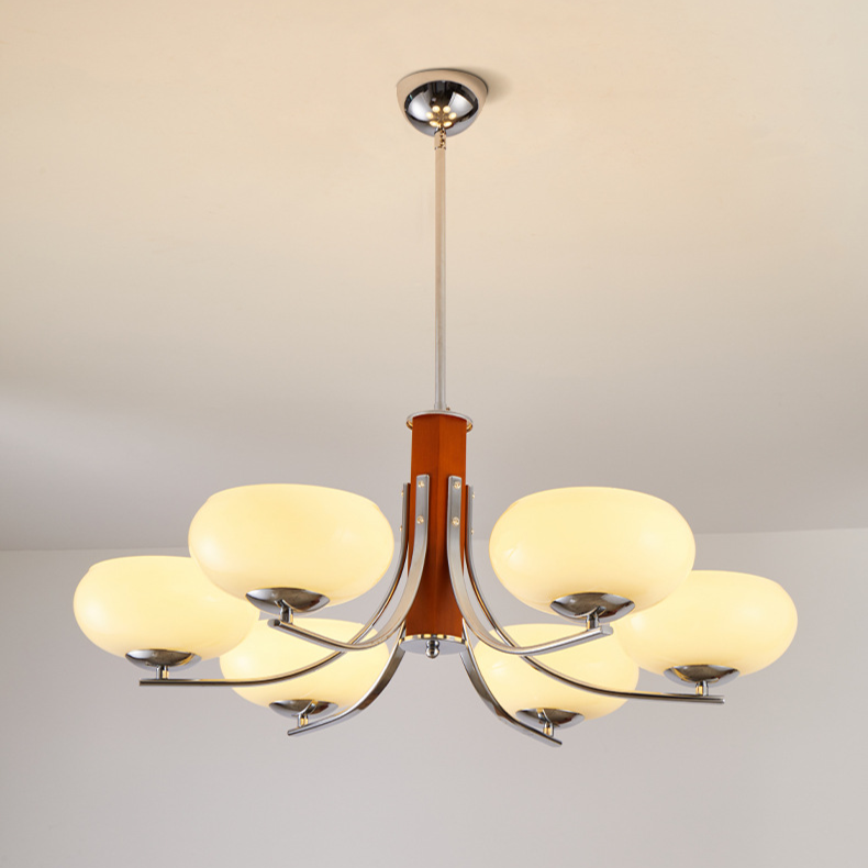 Lunaro | Lampada a sospensione Bauhaus con 3/5 paralumi in vetro opalino