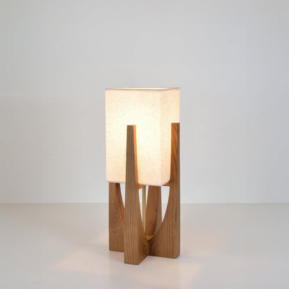 Wabi Sabi Stehlampe | Japanisches Design | Handgefertigt aus Stoff & Holz