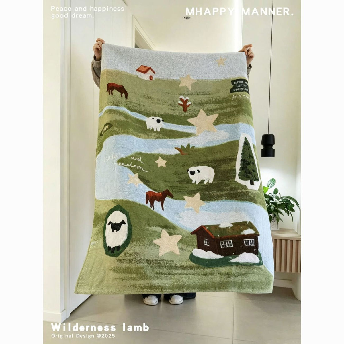Wiesalia | Kuscheldecke mit Tier-, Natur- und Sternenmotiv, maschinenwaschbar