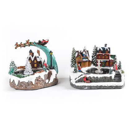 Dorvella | Illuminated Christmas village made of resin with LED winter scene