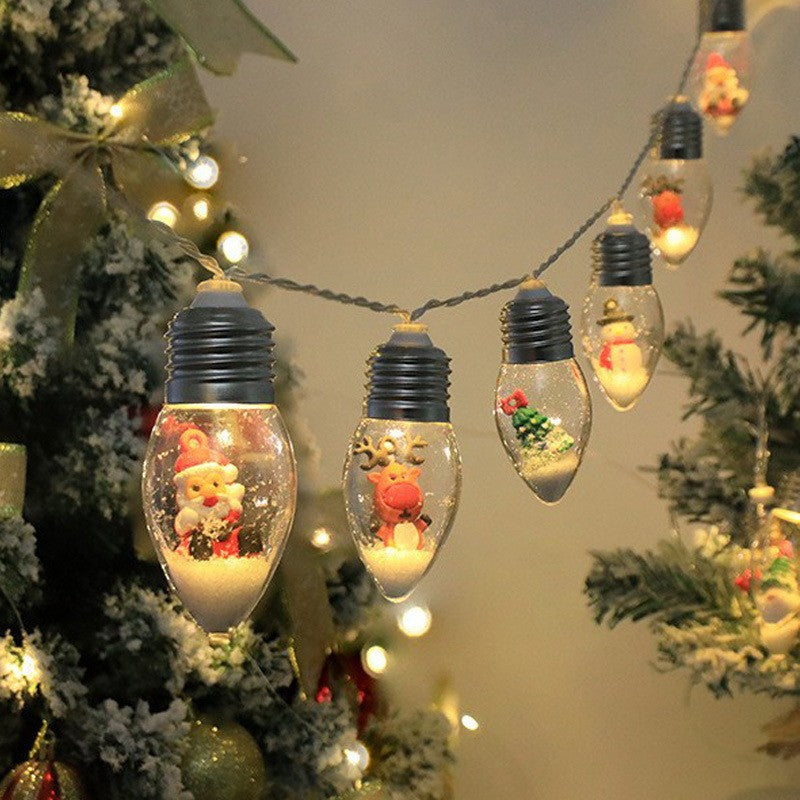 Bulbetta | Lichterkette mit Weihnachtsfiguren in Glühbirnen, USB, 1 m