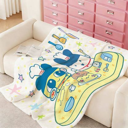 Kuschini | Plush Throw Blanket with Playful Cartoon Print, Machine Washable