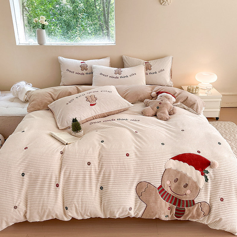 Lebrina | Weihnachtsbettwäsche mit Lebkuchenmotiv und Stickdetails aus Baumwolle