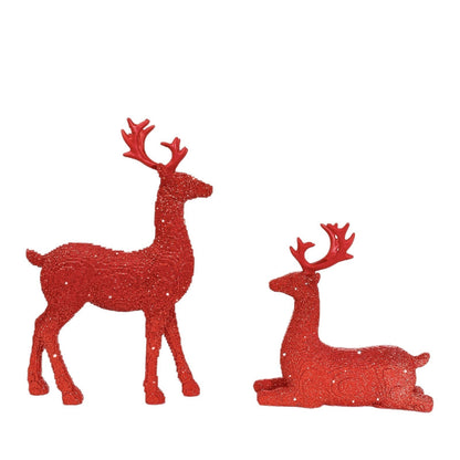 Rennika | Glitter Reindeer Figurines in Resin, Set of 2, 30 and 15.5 cm