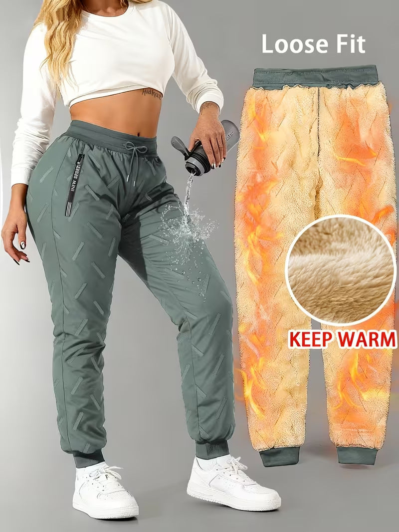 Fleevra | Pantaloni termici con fodera in pile, idrorepellenti, 2 tasche con cerniera
