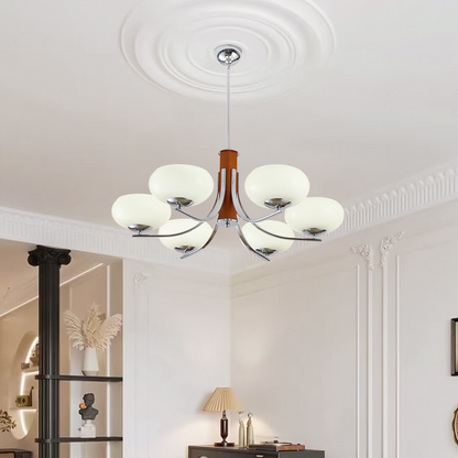 Lunaro | Lampada a sospensione Bauhaus con 3/5 paralumi in vetro opalino