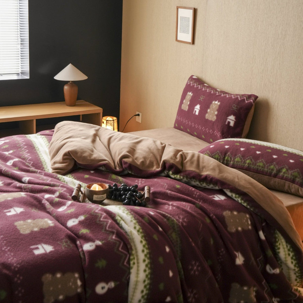 Skandira | Ropa de cama reversible de invierno con diseño escandinavo, de 4 piezas