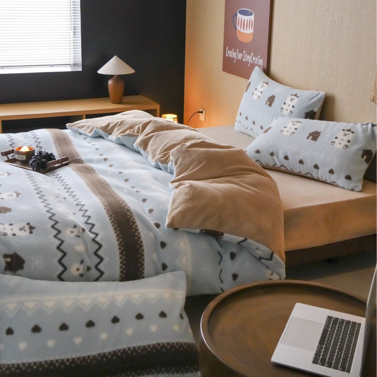 Skandira | Ropa de cama reversible de invierno con diseño escandinavo, de 4 piezas