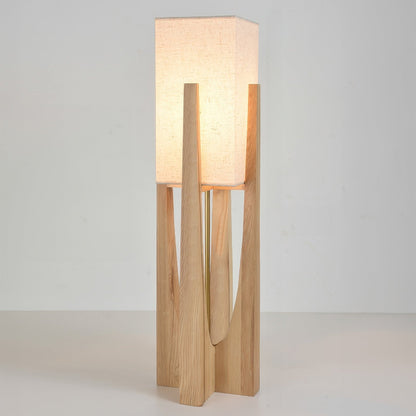 Wabi Sabi Stehlampe | Japanisches Design | Handgefertigt aus Stoff & Holz