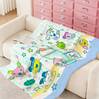 Kuschini | Plush Throw Blanket with Playful Cartoon Print, Machine Washable