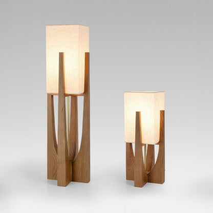 Wabi Sabi Stehlampe | Japanisches Design | Handgefertigt aus Stoff & Holz