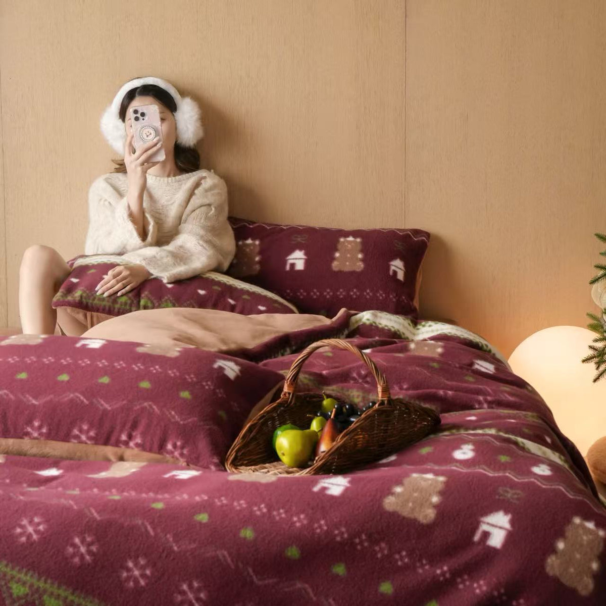 Skandira | Ropa de cama reversible de invierno con diseño escandinavo, de 4 piezas