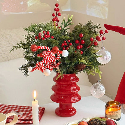 Beravia | Bouquet invernale artificiale con bacche e rami di abete da mettere in vaso
