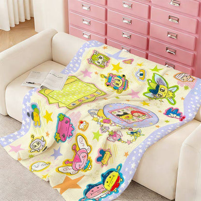 Kuschini | Plush Throw Blanket with Playful Cartoon Print, Machine Washable