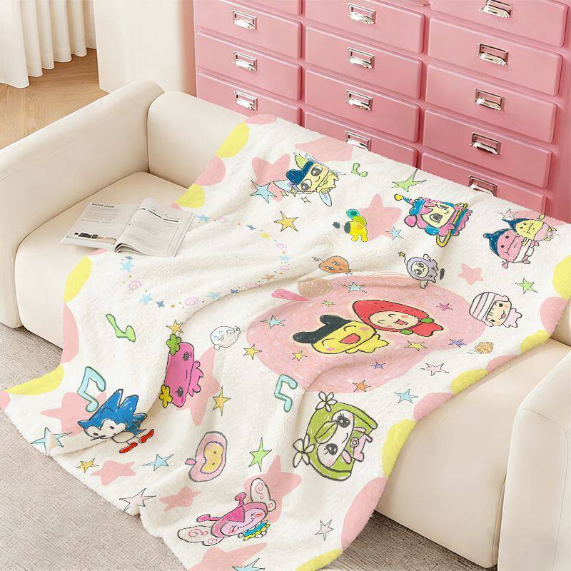 Kuschini | Plush Throw Blanket with Playful Cartoon Print, Machine Washable