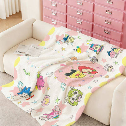 Kuschini | Plush Throw Blanket with Playful Cartoon Print, Machine Washable