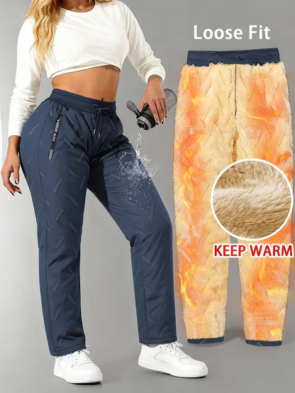 Fleevra | Pantaloni termici con fodera in pile, idrorepellenti, 2 tasche con cerniera