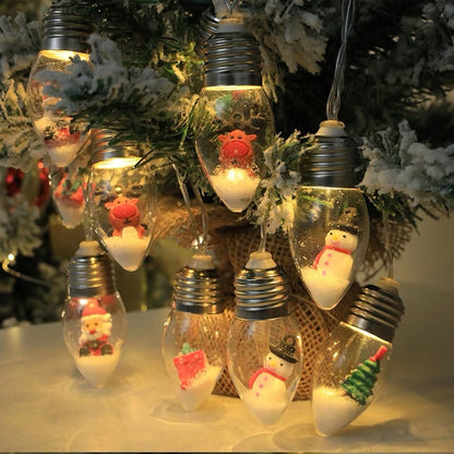 Bulbetta | Lichterkette mit Weihnachtsfiguren in Glühbirnen, USB, 1 m