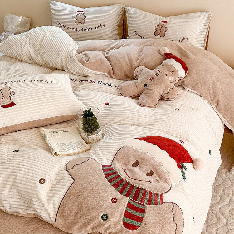 Lebrina | Weihnachtsbettwäsche mit Lebkuchenmotiv und Stickdetails aus Baumwolle