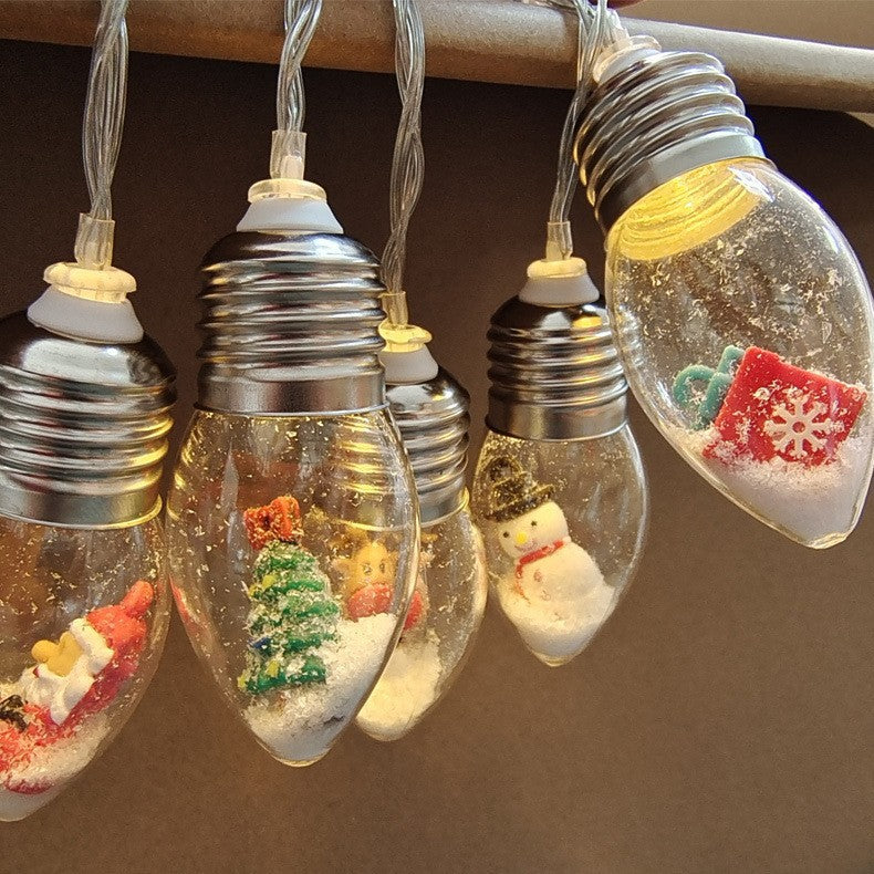 Bulbetta | Lichterkette mit Weihnachtsfiguren in Glühbirnen, USB, 1 m