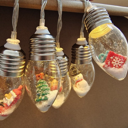 Bulbetta | Lichterkette mit Weihnachtsfiguren in Glühbirnen, USB, 1 m
