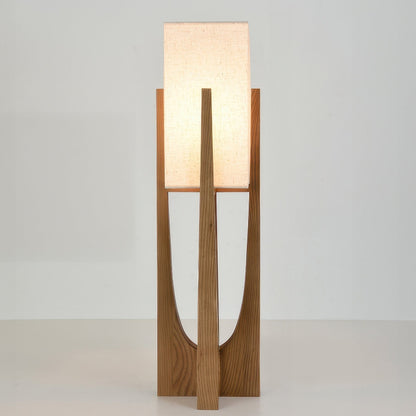 Wabi Sabi Stehlampe | Japanisches Design | Handgefertigt aus Stoff & Holz