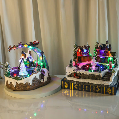 Dorvella | Illuminated Christmas village made of resin with LED winter scene
