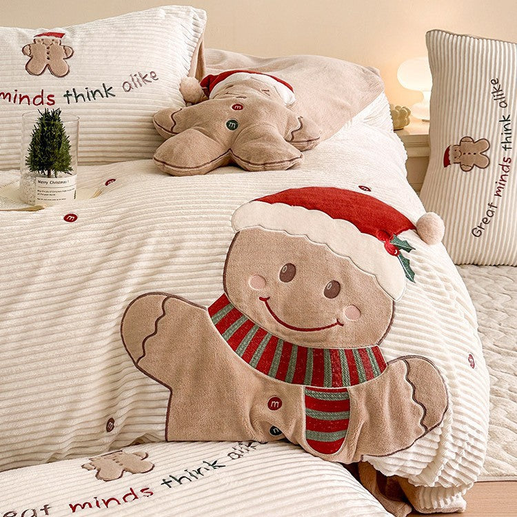 Lebrina | Weihnachtsbettwäsche mit Lebkuchenmotiv und Stickdetails aus Baumwolle