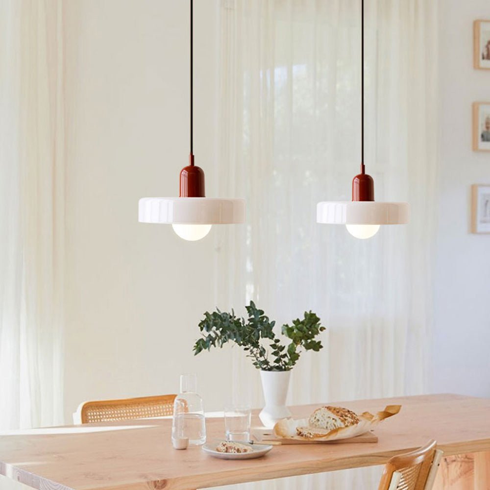 Lunari Halo | Lampada a sospensione in vetro colorato in stile Bauhaus