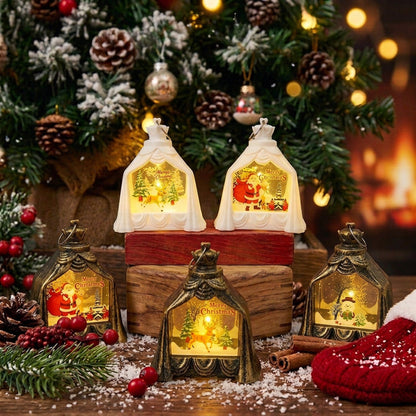 Lantoria | Lanterna natalizia in plastica con scena invernale illuminata
