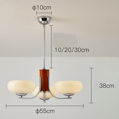 Lunaro | Lampada a sospensione Bauhaus con 3/5 paralumi in vetro opalino