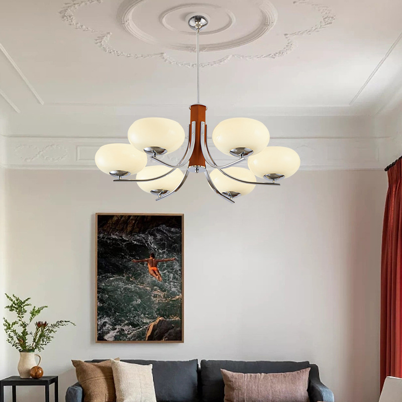 Lunaro | Lampada a sospensione Bauhaus con 3/5 paralumi in vetro opalino